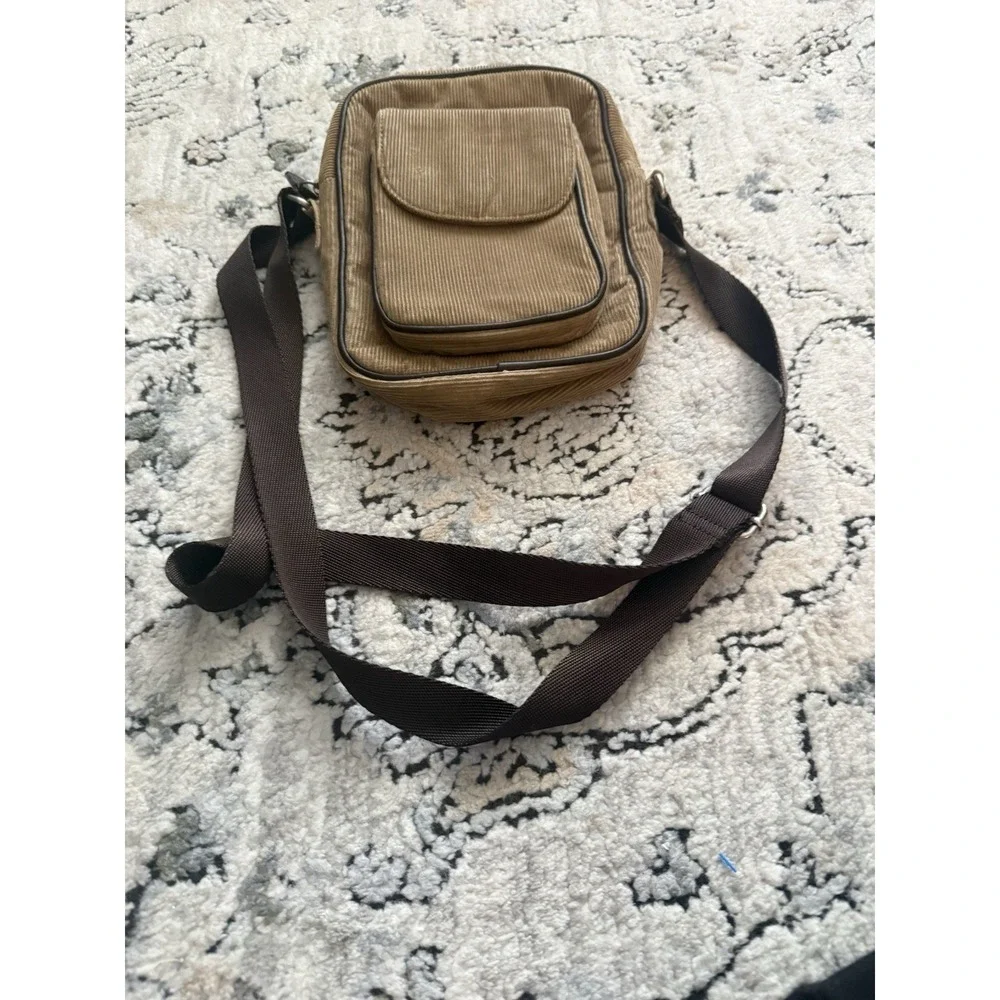 Vintage Y2K American Eagle Unisex Corduroy Crossbody Purse Bag Brown Boho